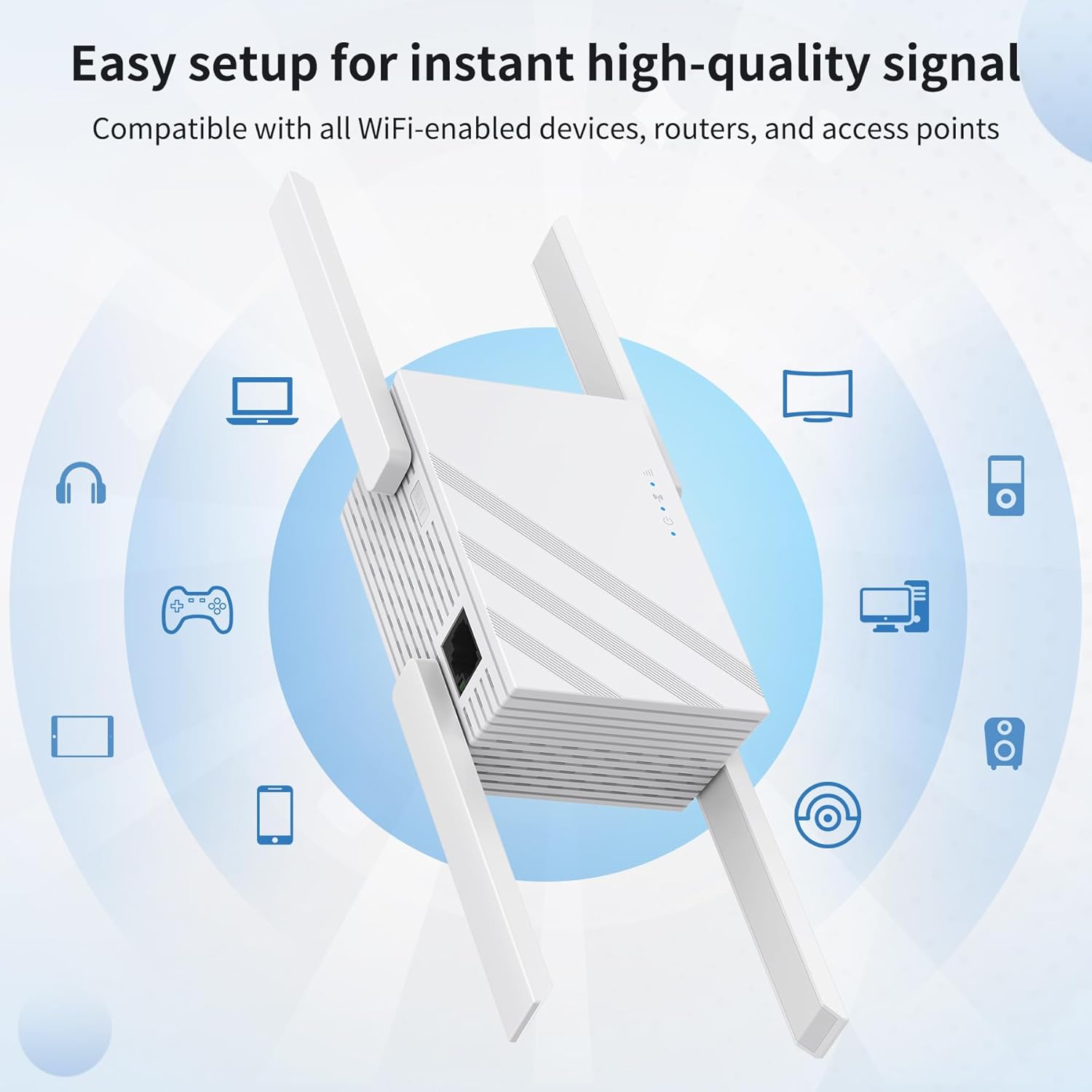 2024 WiFi Extender Internet Booster, WiFi Extender Signal Booster 5GHz/2.4GHz, 1200Mbps WiFi Range Extender, WiFi Extender with Ethernet Port.